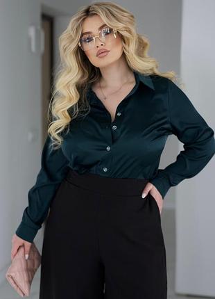 Женская шелковая рубашка классическая "milena", 42-56 р, 5 кол 4
