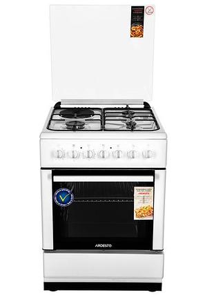 Плита ardesto fsc-f6060cw комби 3 газ + 1 электро, 64л, 60x60см, подсветка, форсунки lpg (подключение газового баллона), съемные