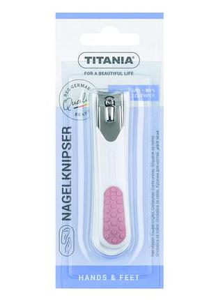 Книпсер для ногтей с прорезиненной ручкой soft-touch (9см.) titania art.1052/2st розовый