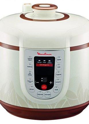 Мультиварка-скороварка moulinex ce501134, 1000вт, чаша-5л, сенсорное управл., металл/пластик, белый