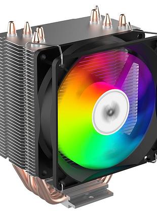 Процесорний кулер 2e gaming air cool ac90d4-argb, lga1851, 1700, 1200, 1366, 155x, am5, am4, am3, am3+, 4pin pwm, tdp 130w