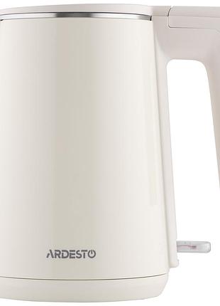 Электрочайник ardesto 1л, strix, двойные стенки бежевый