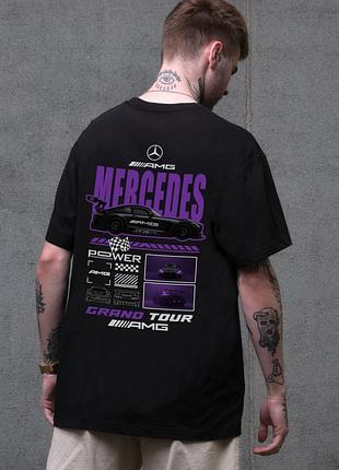 Чоловіча оверсайз футболка without з принтом mercedes black