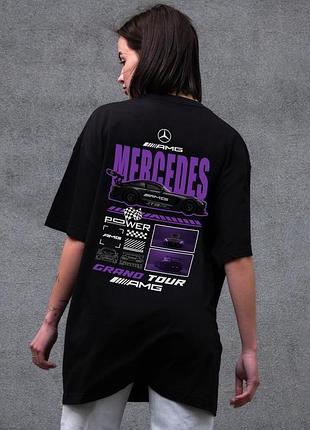 Жіноча оверсайз футболка without з принтом mercedes black