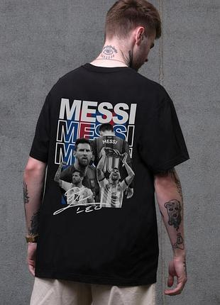 Чоловіча оверсайз футболка without з принтом messi black