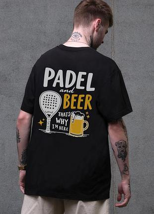 Чоловіча оверсайз футболка without з принтом padel and beer black