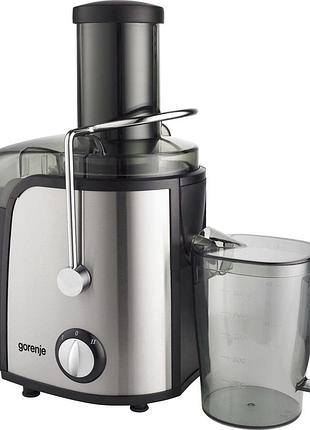 Соковитискач gorenje jc805eii відцентрований 800вт, чаша-1.1л, жмих-1.5л, жолоб на ціле яблуко, пластик/метал, чорний