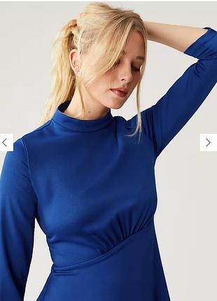 Платье длинное атласное приталенное синие m&amp;s