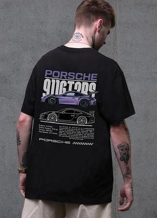 Чоловіча оверсайз футболка without з принтом porsche black