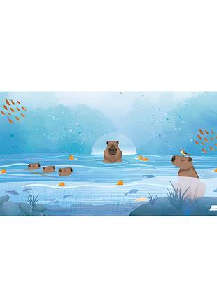 Коврик для мыши 2e 2e-pad-l-capy-blue capybarra, l(800x400x2мм), синий