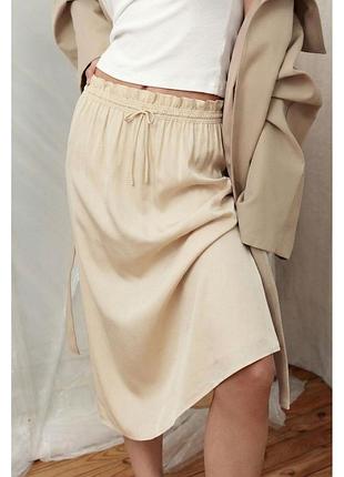 Струящаяся юбка р.l-xl  zw collection из шелковой вискози со сборками на кулиске