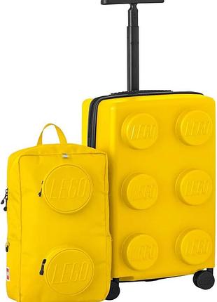 Набор чемодана lego ручная кладь и рюкзак, колеса спиннер, кодовый замок tsa желтого цвета