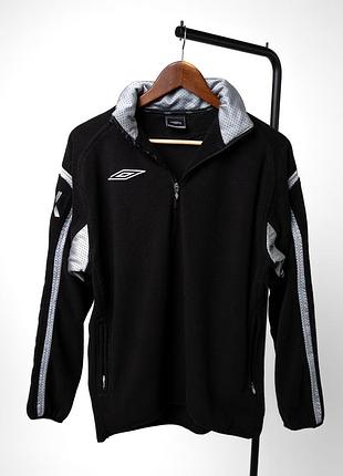 Umbro mens black fleece jacket half zip athletic track top sports чоловіча, флісова кофта у чорному кольорі