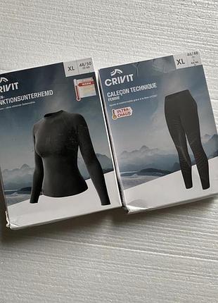 Нова жіноча термобілизна чорного кольору crivit xl новое женское термобелье термокофта термореглан термоштаны термолосины