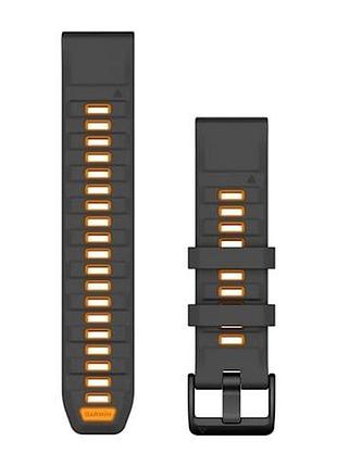 Ремешок garmin fenix 8, 22mm, qf graphite/sparkorg siliconebnd