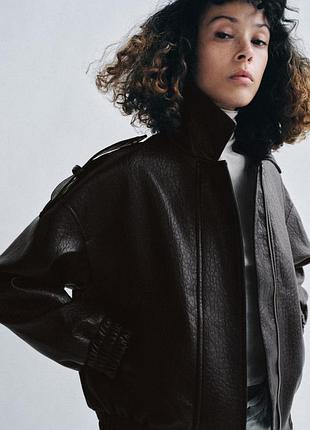 Бомбер зі штучної шкіри zw collection