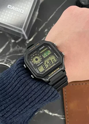 Годинник casio ae чорний електронний | полімерний ремінець | часы ілюмінатор vintage