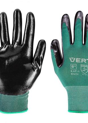 Перчатки рабочие verto, нитриловое покрытие, р.8, зеленый