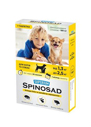 Superium spinosad (спиносад) таблетка от блох для котов и собак весом 1,3-2,5 кг