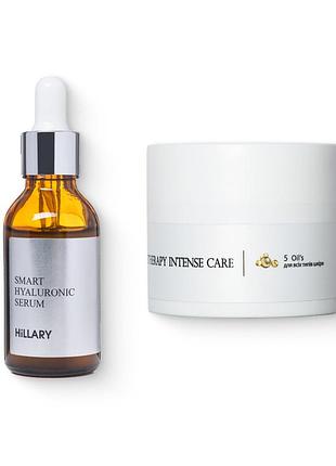 Гиалуроновая сыворотка smart hyaluronic + крем для всех типов кожи corneotherapy intense сare 5 oil’s