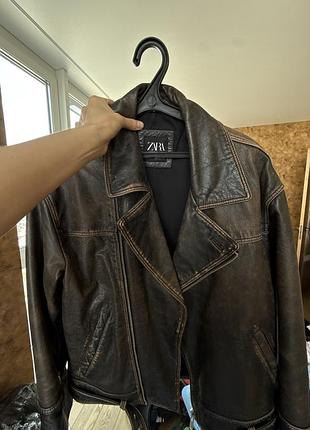 Zara шкірянка з натуральної шкіри у вінтажному стилі