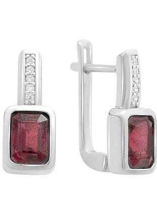 Серебряные серьги высокогокачества с натуральным рубином 3.098ct (2152965)