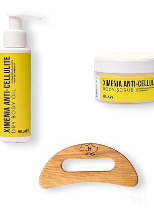Скребок гуаша для тела + антицеллюлитные средства химenia anti-cellulite