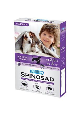 Superium spinosad (спиносад) таблетка от блох для котов и собак весом 2,5-5 кг