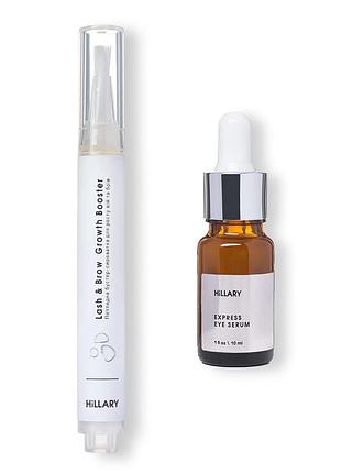 Пептидная бустер-сыворотка для роста ресниц и бровей hillary lash & brow growth booster + экспресс сыворотка вокруг глаз hillary