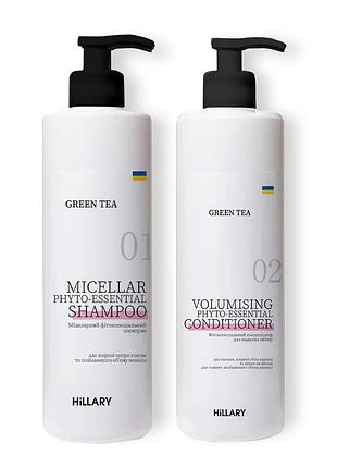 Шампунь + кондиционер hillary green tea micellar phyto-essential, 500 мл
