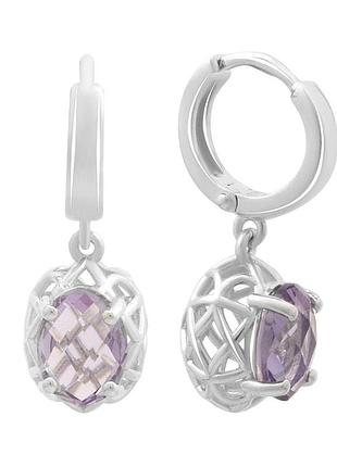 Серебряные серьги высокогокачества с натуральным аметистом 1.99ct (2179122)
