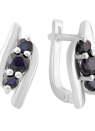 Серебряные серьги высокогокачества с натуральным сапфиром 1.65ct (2168836)