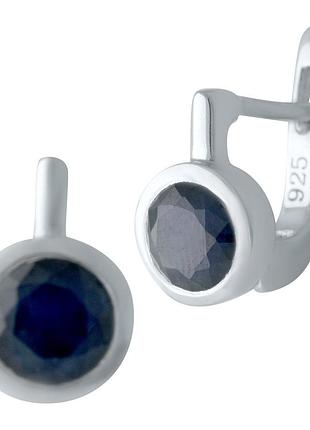Срібні сережки високої якості з натуральним сапфіром 2.12ct (1197189)