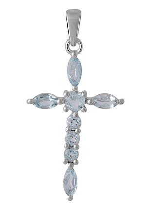 Серебряный крестик высокогокачества с топазом 1.98ct (2053538)