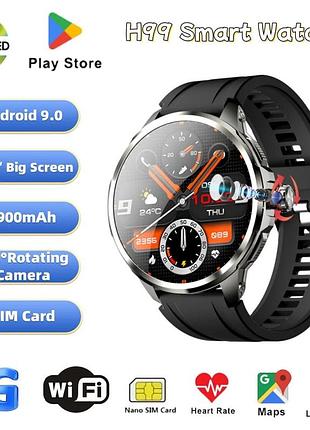 Android 5g часы c сим картой h99 amoled 4+64 gb smart watch с gps, wi-fi, playmarket, tiktok и google