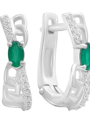 Срібні сережки високої якості з натуральним агатом 0.73 ct (2189534)