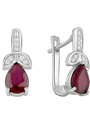 Серебряные серьги высокогокачества с натуральным рубином 2.838ct (2105886)