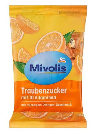 Декстрозные сладости mivolis с витаминами (без сахара) со вкусом апельсина 100г, от dm