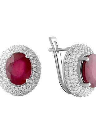 Серебряные серьги высокогокачества с натуральным рубином 5.395ct (2058014)
