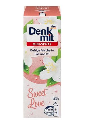 Мини-спрей освежитель воздуха denkmit sweet love сменный блок, 25 мл