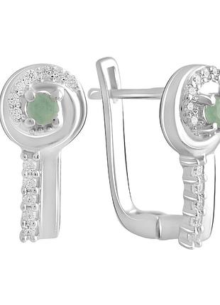 Серебряные серьги высокогокачества с натуральным изумрудом 0.19ct (2106265)
