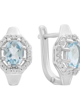 Срібні сережки високої якості з натуральним топазом 3.86ct (2188391)