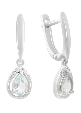 Срібні сережки високої якості з натуральним топазом 1.777ct (2188438)