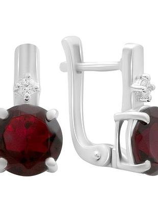Серебряные серьги высокогокачества с искусственным гранатом nano 2.941ct, фианитами (60002159)