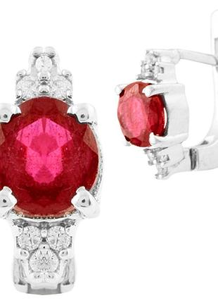 Серебряные серьги высокогокачества с натуральным рубином 3.703ct (0163305)
