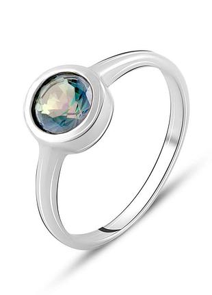 Срібне кільце високої якості з містиком топазом 0.58ct, вага виробу 2,08 г (1838013) 17.5 розмір
