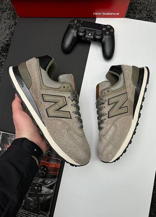 Мужские кроссовки new balance 574 full suede brown black
