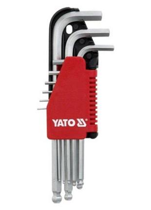 Ключи 6-гранные г-образные с шаровым наконечником yato : cr-v, м 1.5-10 мм, 9 шт [6/36]