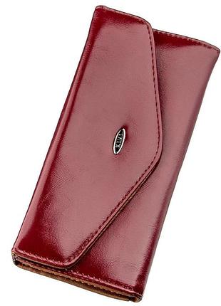 Кошелек женский из гладкой экокожи kivi 19071 малиновый