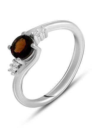 Серебряное кольцо высокогокачества с натуральным гранатом 0.656ct, вес изделия 1,78 гр (1996669) 17 размер